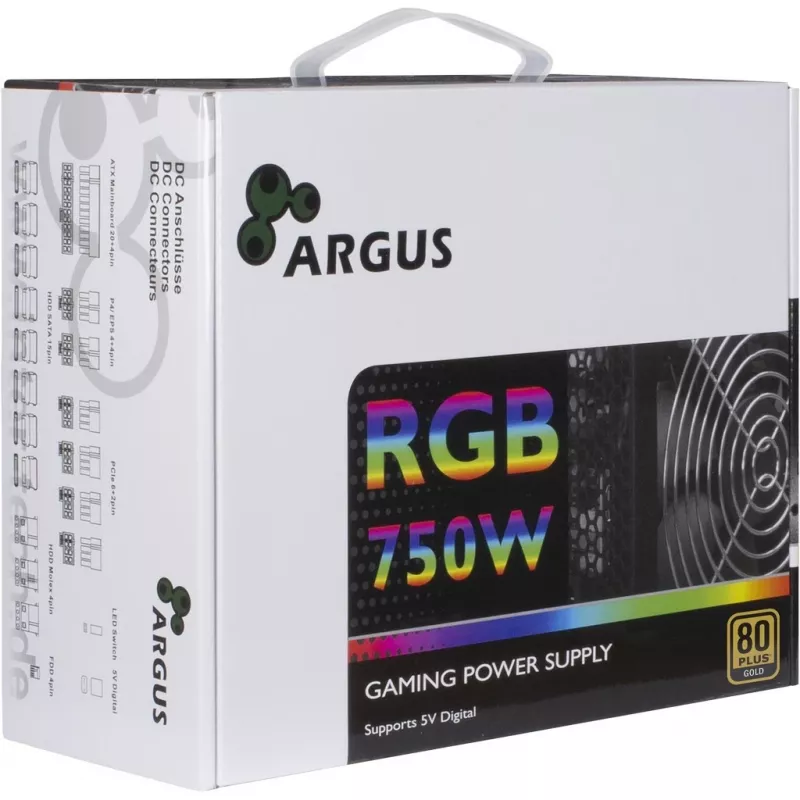 Inter-Tech Argus RGB-750W CM II voeding 20+4 pin ATX ATX zwart