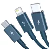 USB-kabel 3in1 Baseus Superior Series, USB naar Micro-USB / USB-C / Lightning, 3,5 A, 1,5 m (blauw)