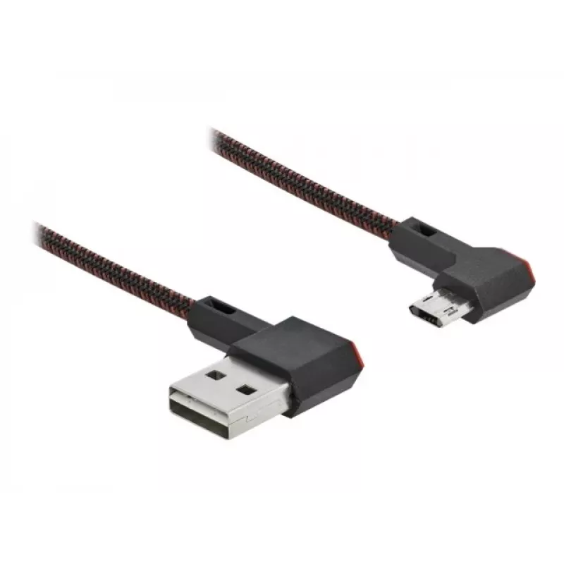 USB-kabel DeLOCK EASY-USB 2.0 Type-A stekker naar Micro-B stekker haaks 0,2 m zwart