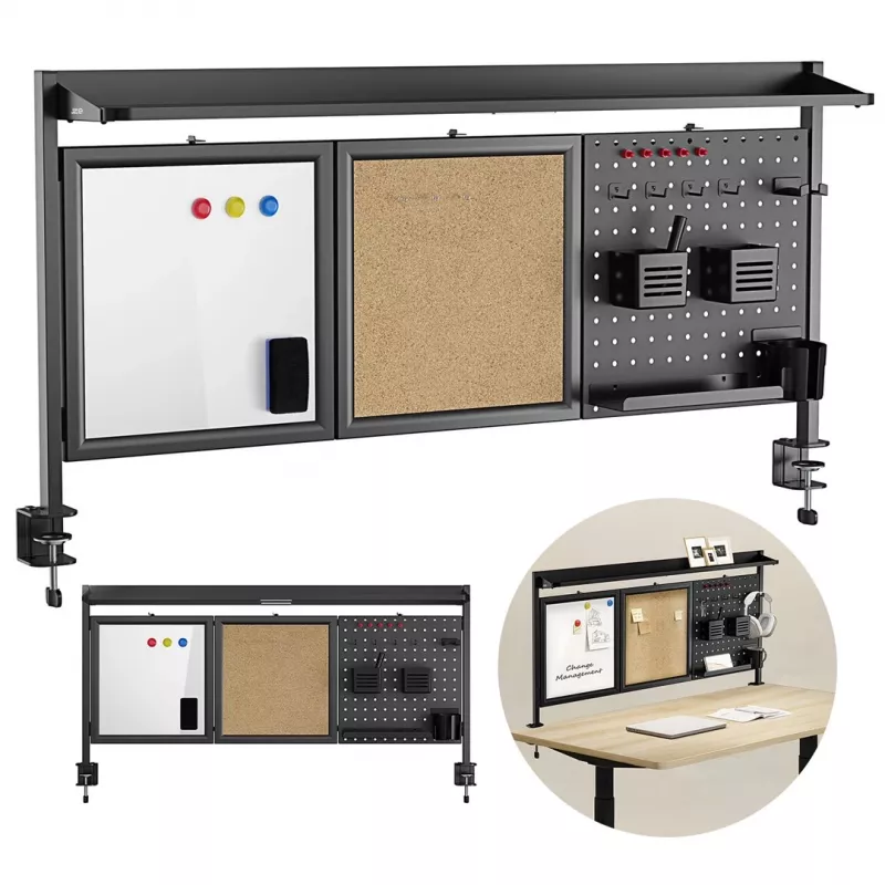 Ergo Office ER-300 B bureauscheidingswand / organizer, 1295 x 242 x 726 mm, staal, max. belasting 10 kg, zwart
