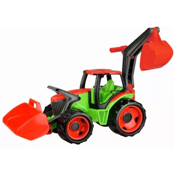 Lena GIGA TRUCKS tractor met voorlader, tractor, 3 jaar, kunststof, blauw, grijs, wit