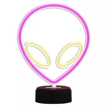 Tafellamp MANTA SNL86PK Style Neon Lights UFO roze – decoratieve neonlamp in roze