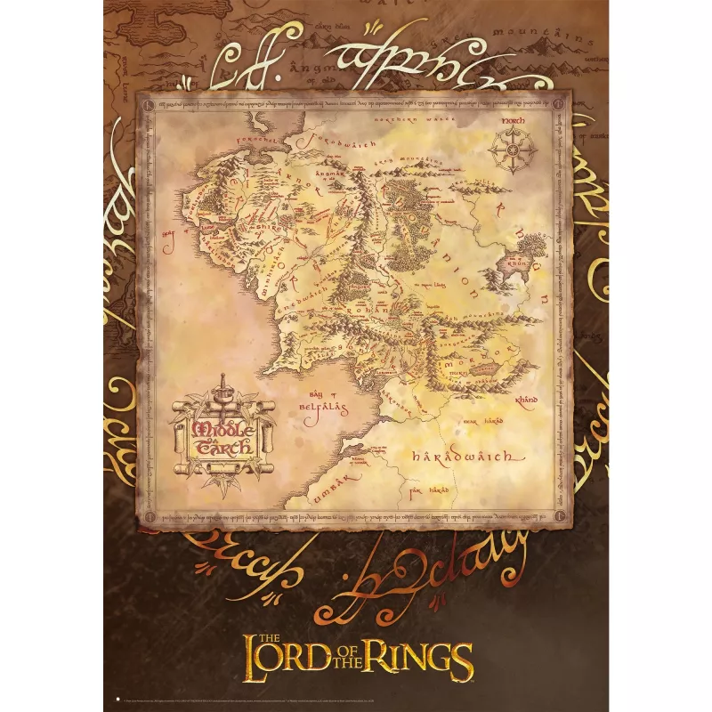 Puzzel 1000 stukjes, schmidt spiele Der Herr der Ringe - Mittelerde, kunstdruk
