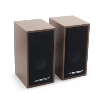 Luidspreker ESPERANZA EP122 2.0 bedrade desktop-luidsprekers, 2×6 W RMS, houten behuizing, volumeregeling met draaiknop, 60–20000 Hz