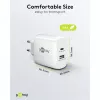 USB-C dual-snellader, PD, GaN, 65 watt (wit, 1x USB-C, 1x USB-A, Power Delivery)