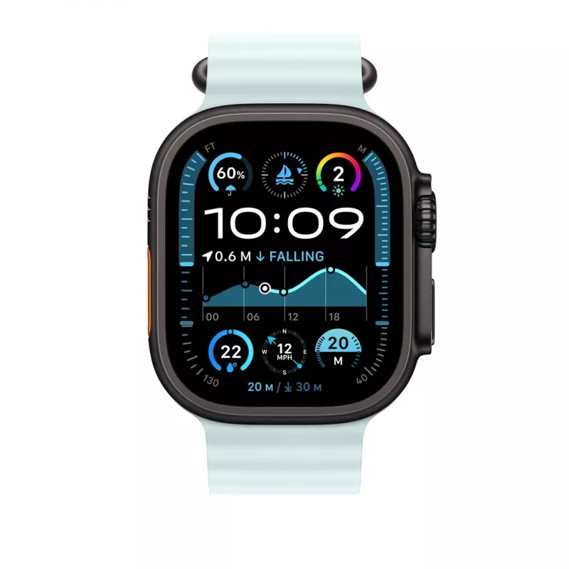 Apple 49mm Ice Blue Ocean band – zwart titanium finish