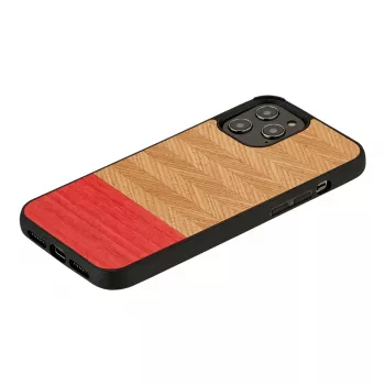 Beschermhoes man and wood voor iPhone 12 Pro Max — Herringbone Azalea zwart