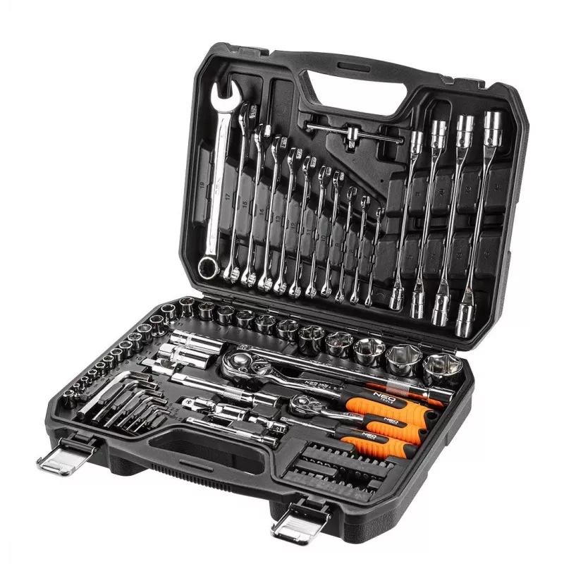 Dopsleutel 1/4, 1/2, set met 77, CrV