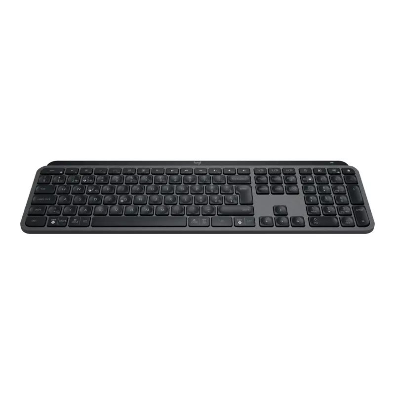 Logitech MX Keys S 920-011589 draadloos toetsenbord op volledige grootte, Bluetooth LE / Logi Bolt, verlicht, oplaadbaar via USB-C, QWERTY US International, met polssteun, grafiet