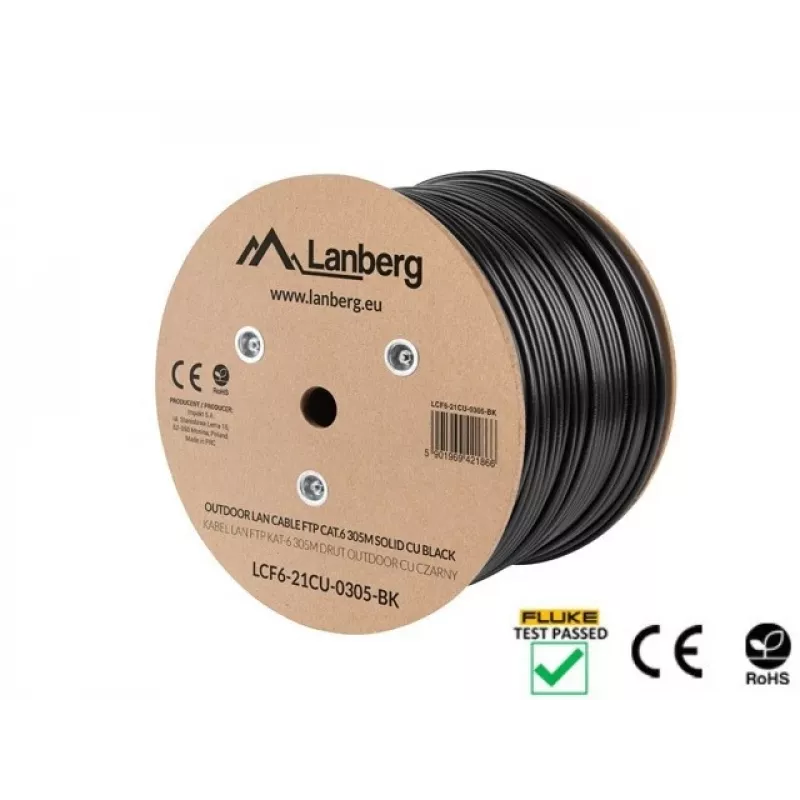 Lanberg LCF6-21CU-0305-BK netwerkkabel Zwart 305 m Cat6 F/UTP (FTP) buiten