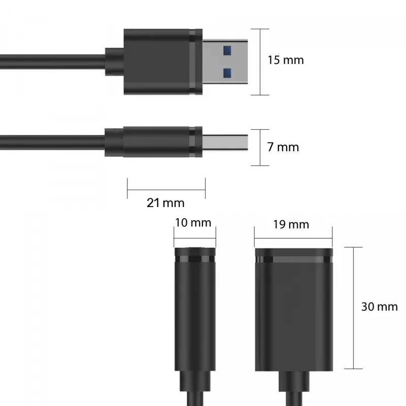 USB-kabel UNITEK Y-C447GBK 0,5m USB 2.0 zwart