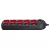 Verlengsnoer MACLEAN MCE204 1,5 m kabel, 5 AC-stopcontacten, binnen, zwart/rood