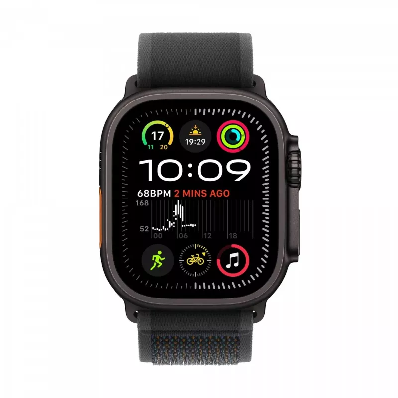 Watch Ultra 2 GPS + Cellular 49 mm Black titanium behuizing met Black Trail Loop - S/M