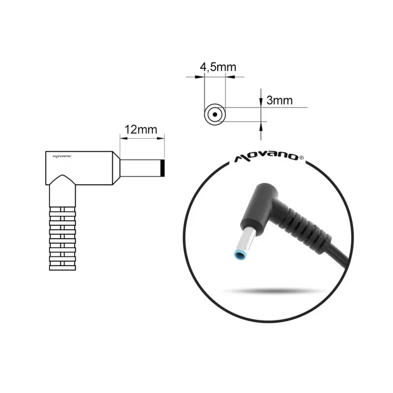 Voeding MITSU 5ZM028 19,5V 2,31A met 4,5x3,0 mm plug