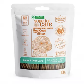 Nature's Protection Superior Care Red Coat Junior graanvrije hondensnoepjes met insecten voor tandvlees- en mondverzorging, 150 g