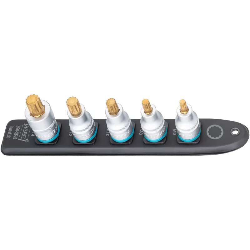 Dopsleutelset Hazet 990-SR/5 veelvoud-tand korte dopsleutels, 5 stuks, maten M6–M14