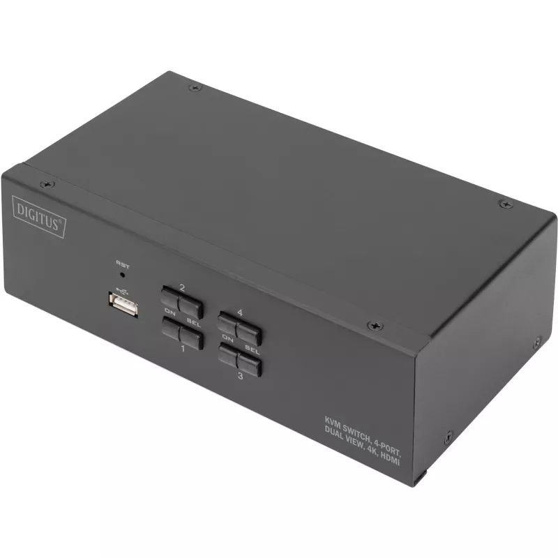 KVM-switch Digitus DS-12883 4 poorts dual display 4K HDMI USB
