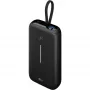 Powerbank 20.000 mAh, geïntegreerde USB-C-kabel 13 cm, 30 watt (zwart, 20 Ah, 1x USB-A, 2x USB-C, PD, QC)