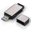 Hama 123900 USB 3.0-kaartlezer SD/microSD, aluminium, zwart/zilver
