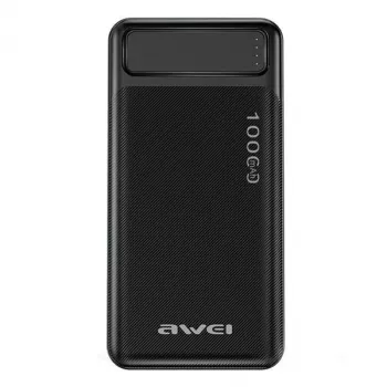 Draagbare powerbank P5K 10000mAh met 2x USB 2.1A - zwart