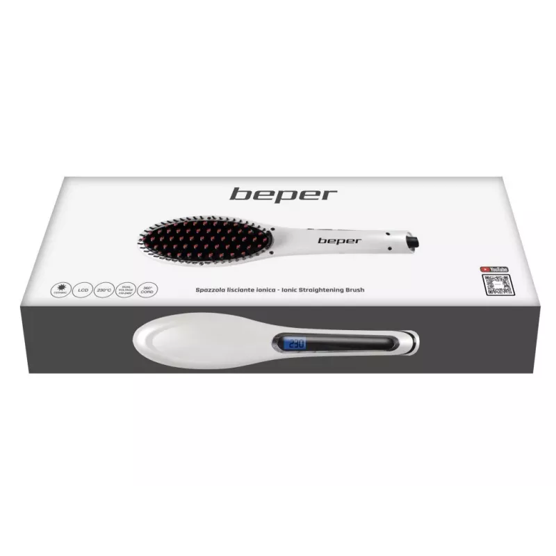 Beper 40.926 ionische stijlborstel voor steil haar, keramisch, LCD, 80-230 °C, 55 W