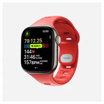 Band Nomad Tempo — rood rubber, 18 mm breed, past op polsen 135–175 mm