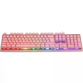 Deltaco GAM-021-RGB-P-DE - volledige grootte (100%) - USB - membraantoetsenbord - QWERTZ - roze