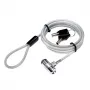 LogiLink NBS009 beveiligingskabel met sleutelslot voor notebook, 1,8 m, T-bar, 1,5 cm, 2 sleutels, slim, zilver
