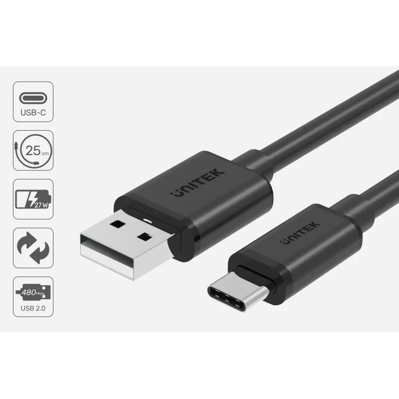 UNITEK C14069BK USB-kabel 3 m USB-A naar USB-C