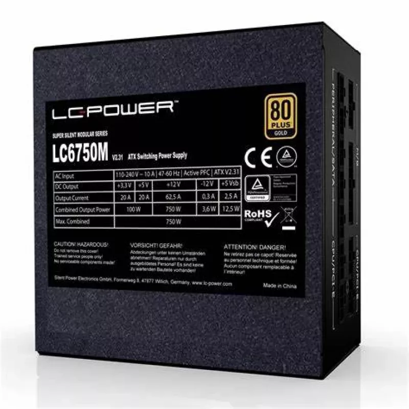 LC-Power Super Silent LC6750M V3.0 750W 80Plus Gold 135mm-ventilator retail - PC-/servervoeding - ATX