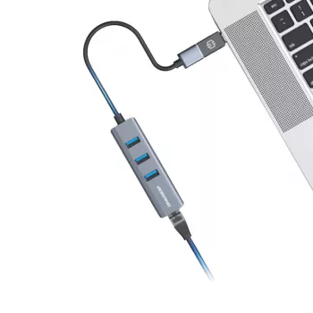 GRAUGEAR USB-hub G-HUB31L-A — USB 3.2 Gen 1 Type-A-host, 3x USB 3.2 Gen 1 Type-A-poorten + RJ-45, 5000 Mbit/s