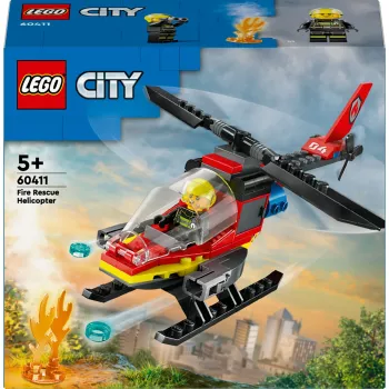 LEGO City brandweerhelikopter 60411 bouwspeelgoed, 85 onderdelen, draaibare rotorbladen, 1 minifiguur, leeftijd 5+ (220×90×60 mm)