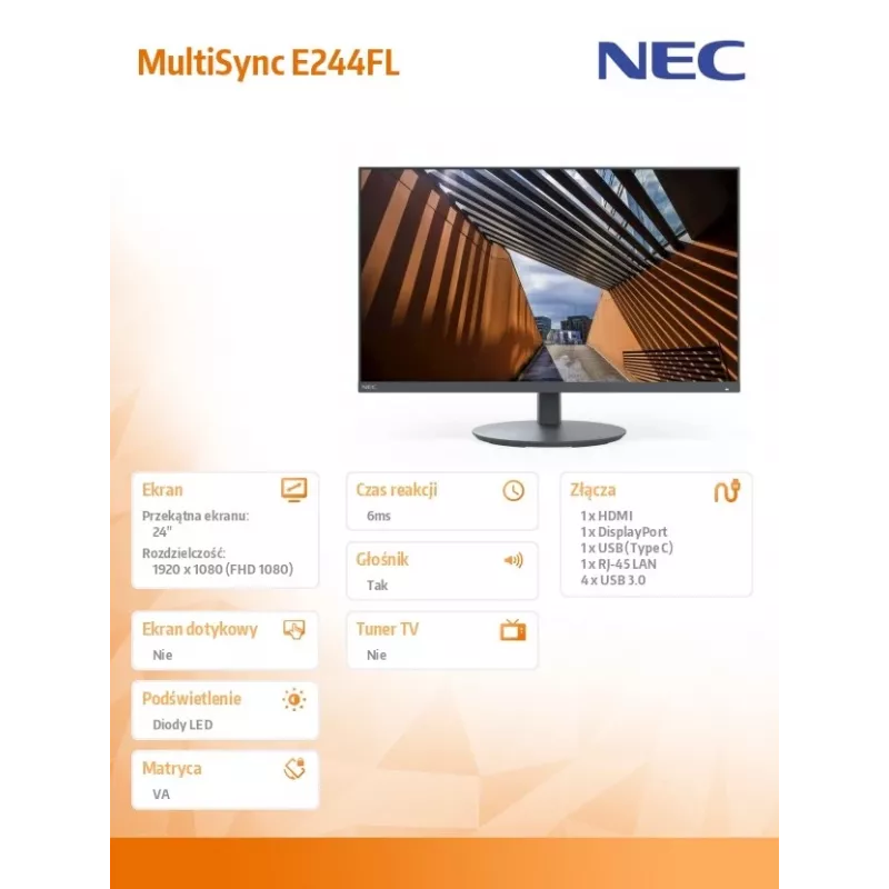 NEC MultiSync E244FL computermonitor 61 cm (24 inch) 1920 x 1080 pixels Full HD LCD zwart