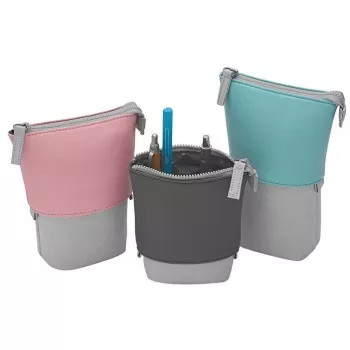Zacht etui WEDO My Butler – stof, kunstleer, polyester, 170×80×60 mm, grijs/roze
