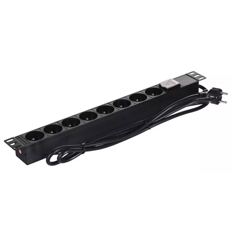 Alantec 19-inch 1U stekkerblok, 8x CEE 7/5, Switch, 1,8m (PZ081U)