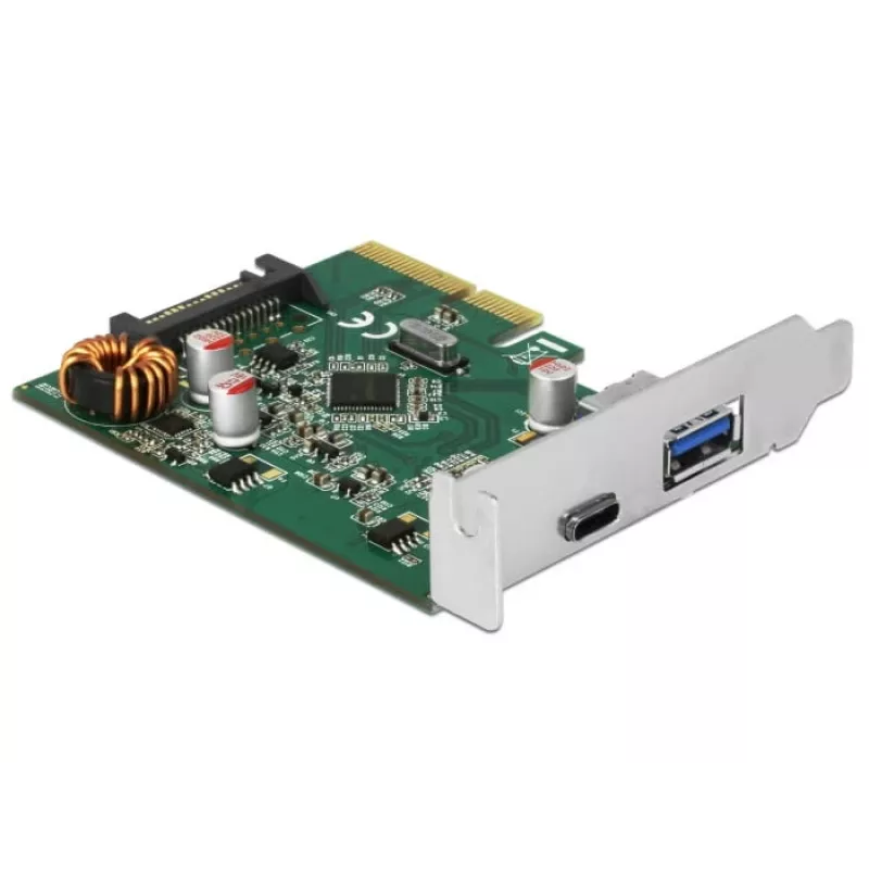DeLOCK 90299 PCIe x4-kaart, 1x USB Type-C + 1x USB Type-A, USB 3.2 Gen 2 (10 Gbps)