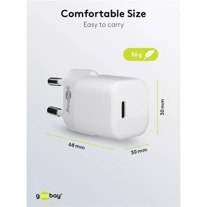 Goobay universele zwarte AC-snellader voor binnen 65403 USB Type-C 110-240V