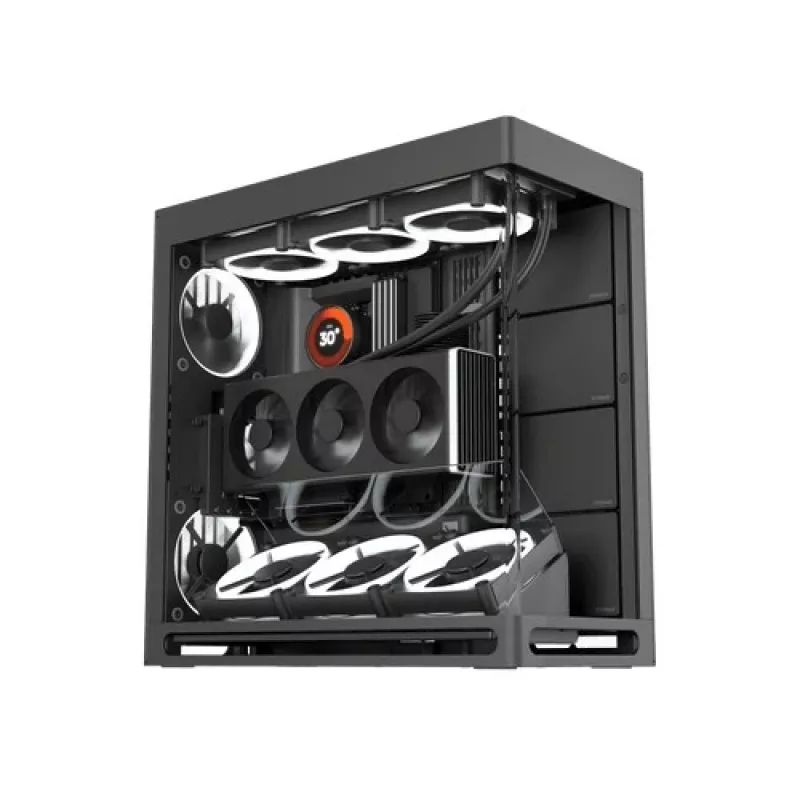 HAVN HS 420 VGPU pc-behuizing, midi-tower, E-ATX, gehard glas, PCIe-5.0-riserkabel - zwart