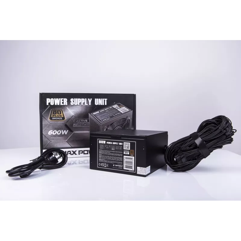 Voeding ATX 80+Bronze 600W actieve PFC, 12cm ventilator
