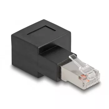 Delock - netwerkadapter - RJ-45 (M) naar rechts gehoekt naar RJ-45 (V) - CAT 6a