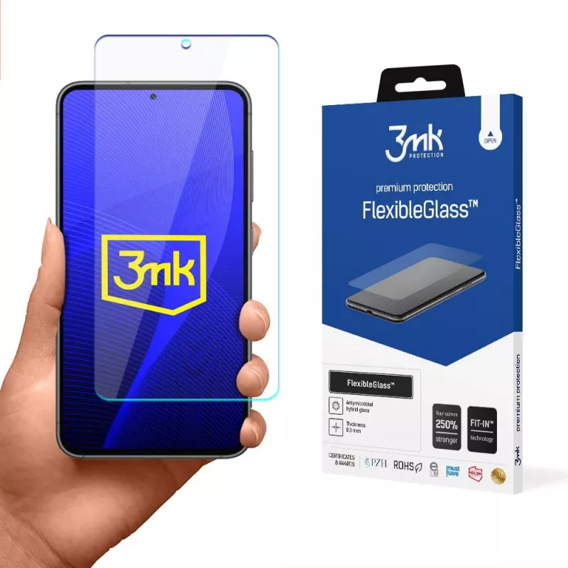 3MK FlexibleGlass hybride glazen screenprotector voor Samsung Galaxy S23 (S911), 6,1 inch, 7H