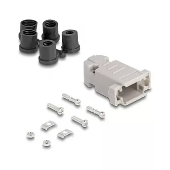 DELOCK D-Sub-behuizing 9-polig met rubberen afdichtingen, kunststof, zwart/grijs, 41,6×31,6×19,8 mm