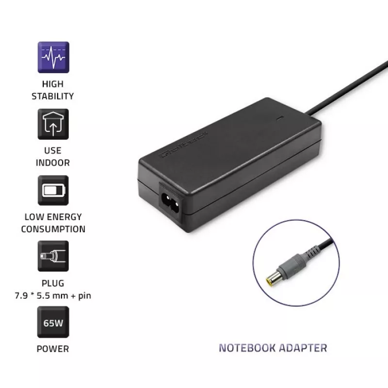 Qoltec voeding voor IBM 65W 3,52A 20V 7,9x5,5 + pin IBM 50013.65W
