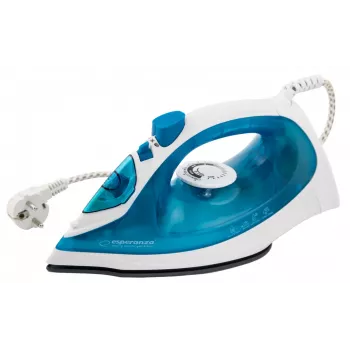 Stoomstrijkijzer ESPERANZA EHI002 — 2200 W, keramische zool, verticale stoom, 0,815 kg, wit/blauw
