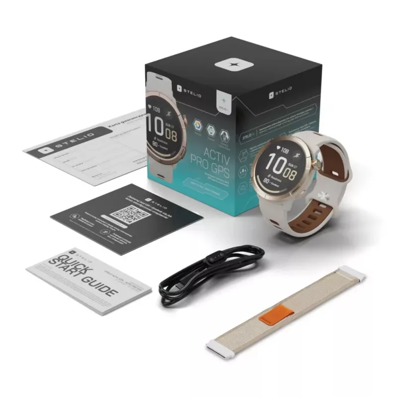 Smartwatch Stelio STSWA102GT Activ Pro GPS 46 mm goud titanium – GPS, 46 mm behuizing, titanium afwerking