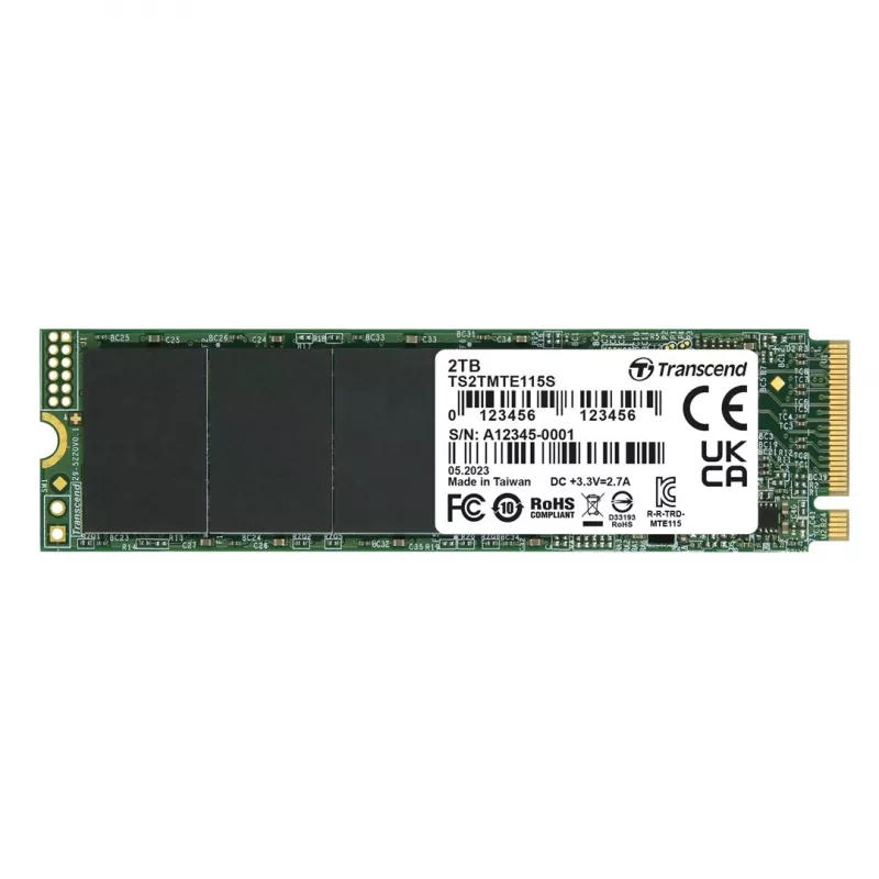 Transcend 115S - SSD - 2TB - intern - M.2 2280 (dubbelzijdig) - PCIe 3.0 x4 (NVMe) (TS2TMTE115S)