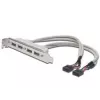 Slotplaatkabel USB 2.0 HighSpeed Type 2xIDC (5pin)/4xUSB A M/F grijs 0,25 m
