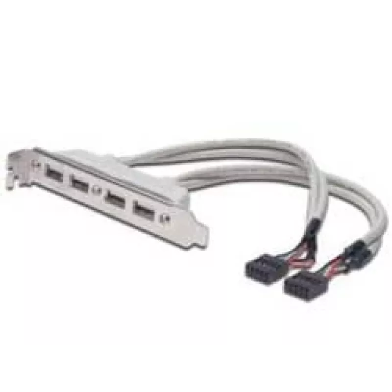Slotplaatkabel USB 2.0 HighSpeed Type 2xIDC (5pin)/4xUSB A M/F grijs 0,25 m