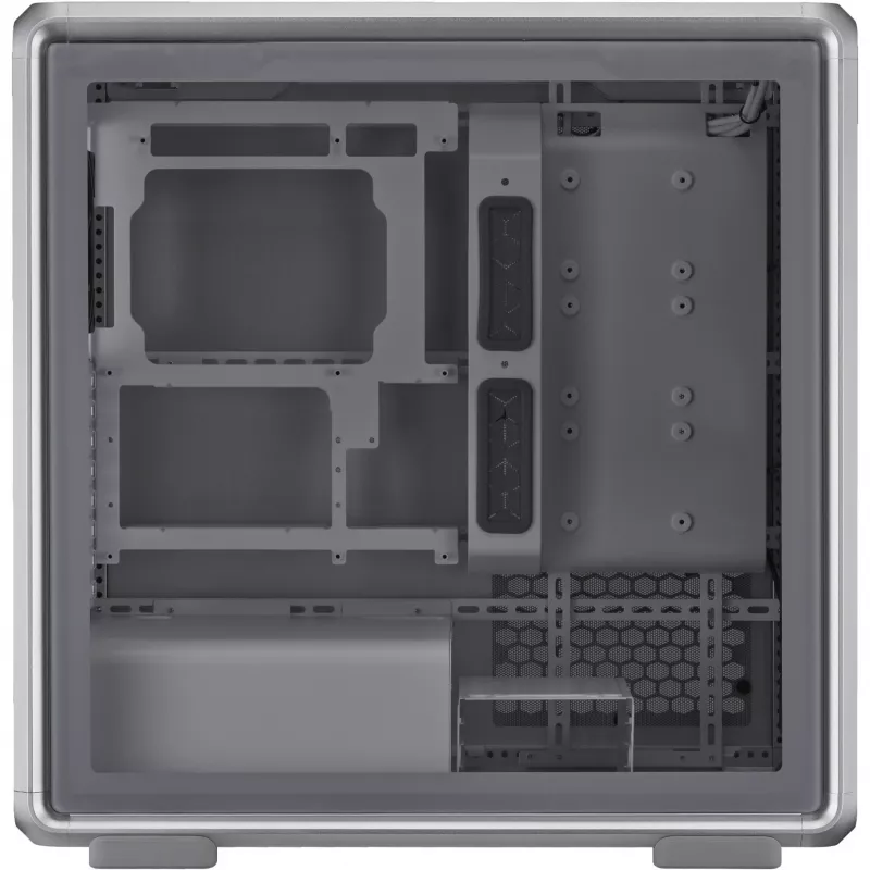 Pc-behuizing Cooler Master MasterFrame 600 midi tower zilver — ATX/Micro-ATX/ITX, gehard glas, ondersteunt 3x140 mm frontventilatoren