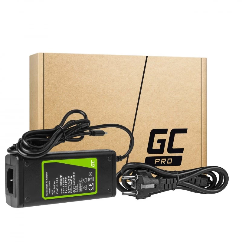Green Cell AD134P USB-C-oplader AC-adapter 65W voor notebook tablet smartphone